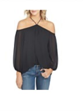 1. State Black Off-Shoulder Halter Blouse